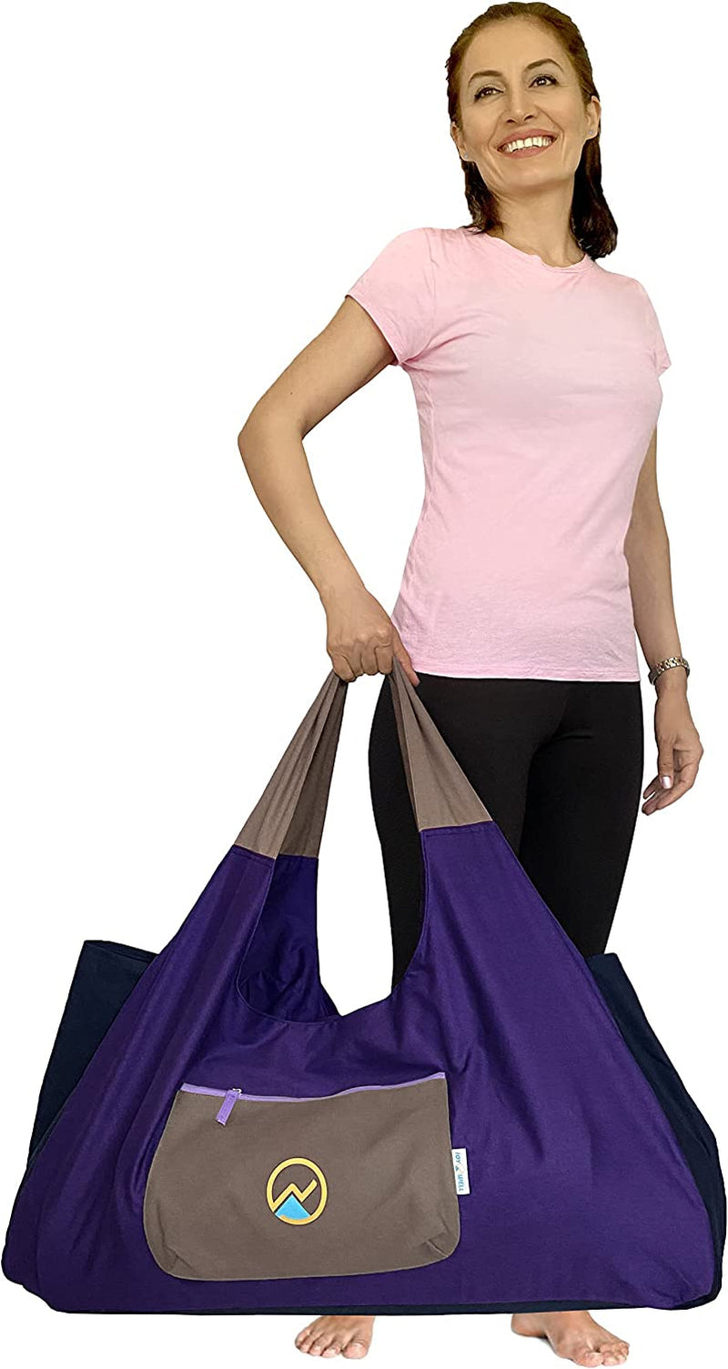 Joynwell Large Yoga Mat Bag Carrier for Yoga Mats, Yoga Bolster, Yoga Block, Workout Stuff, Thick, 12 Oz Canvas Exercise Yoga Tote with Multi-Functional 4 Zipper Pocket
