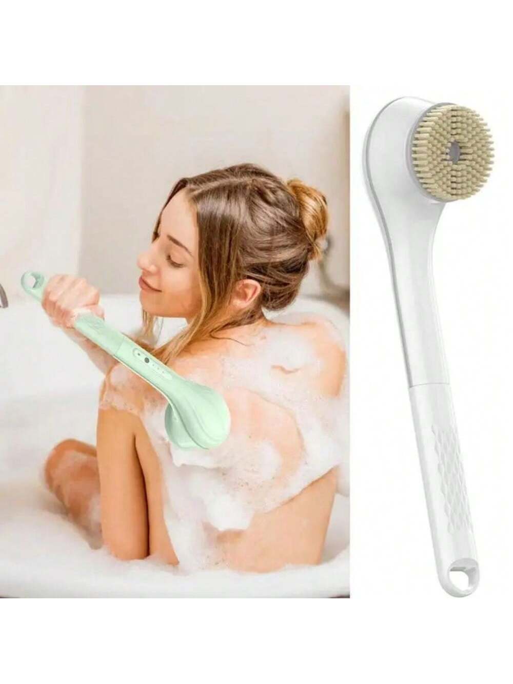 1Set 6in1 Back Brush Long Handle For Shower, Back Bath Brush For Shower, Back Scrubber, Exfoliation And Improved Skin Health For Elderly With Limited Arm Movement, Disabled, Pregnant Women