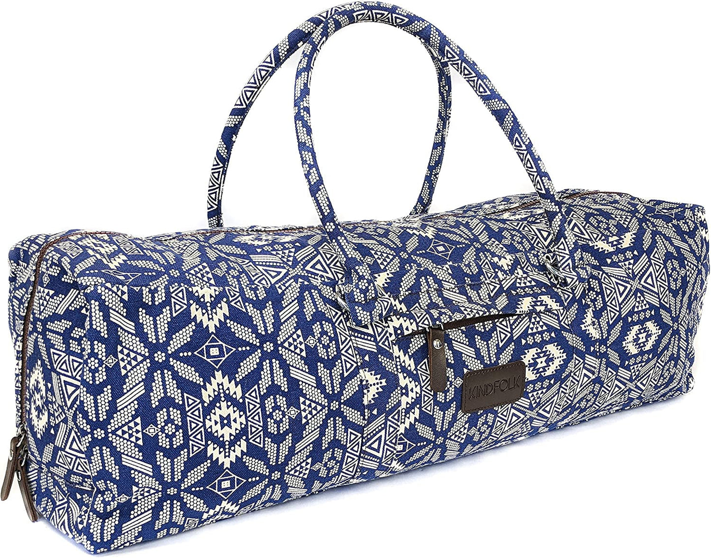 Kindfolk Yoga Mat Duffle Bag Patterned Canvas with Pocket and Zipper