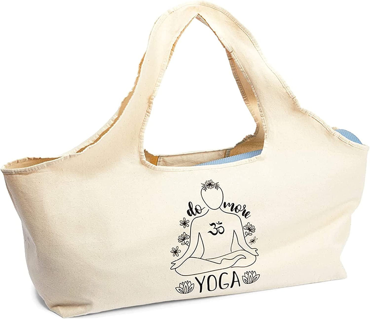 Yoga Mat Carrying Bag with Pocket and Straps for Gym, Do More Yoga (Beige, 30 X 10 In)