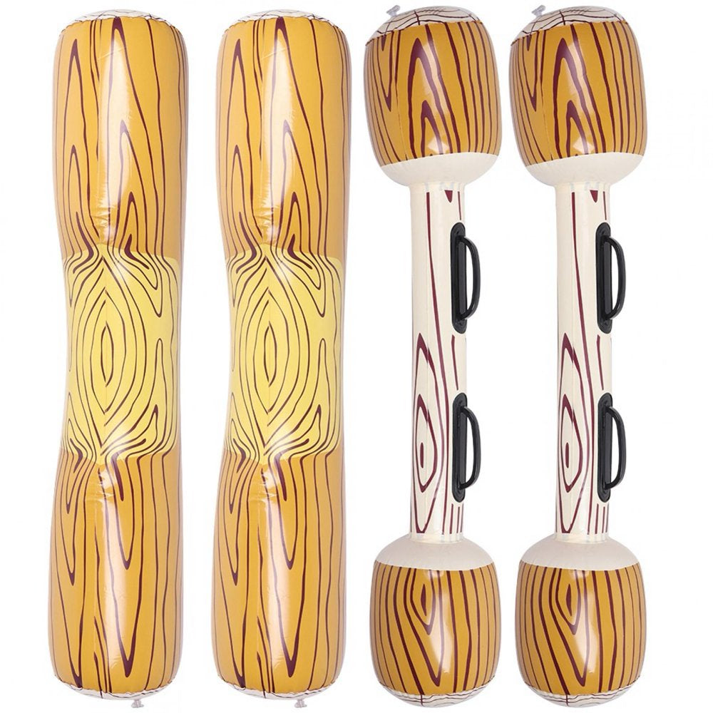 Tebru Inflatable Floating Water Toys 2 Sets 4 Pcs Aerated Battle Logs, Floating Bed Pool Lounger Giant Floats Ride Boat Raft for Pool Party Beach Swimming Pool Toys for Adult or Kids