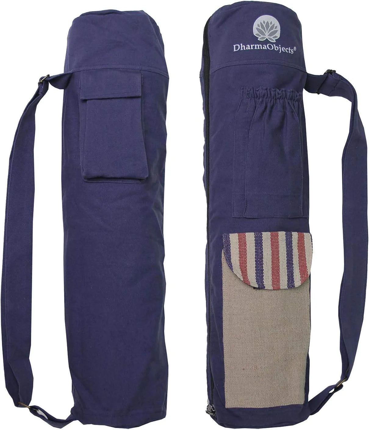 Dharmaobjects Yoga Mat Bag Tote Carrier 100% Organic Cotton Hemp / Eco Friendly Multi-Functional Storage Pockets Fair Trade