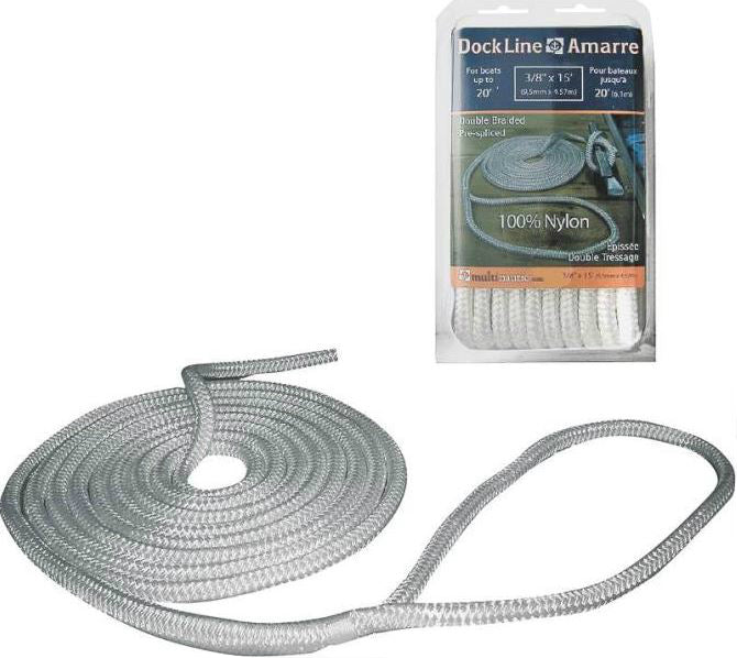Multinautic 34900 Nylon Dock Line, 3/8"x15', White