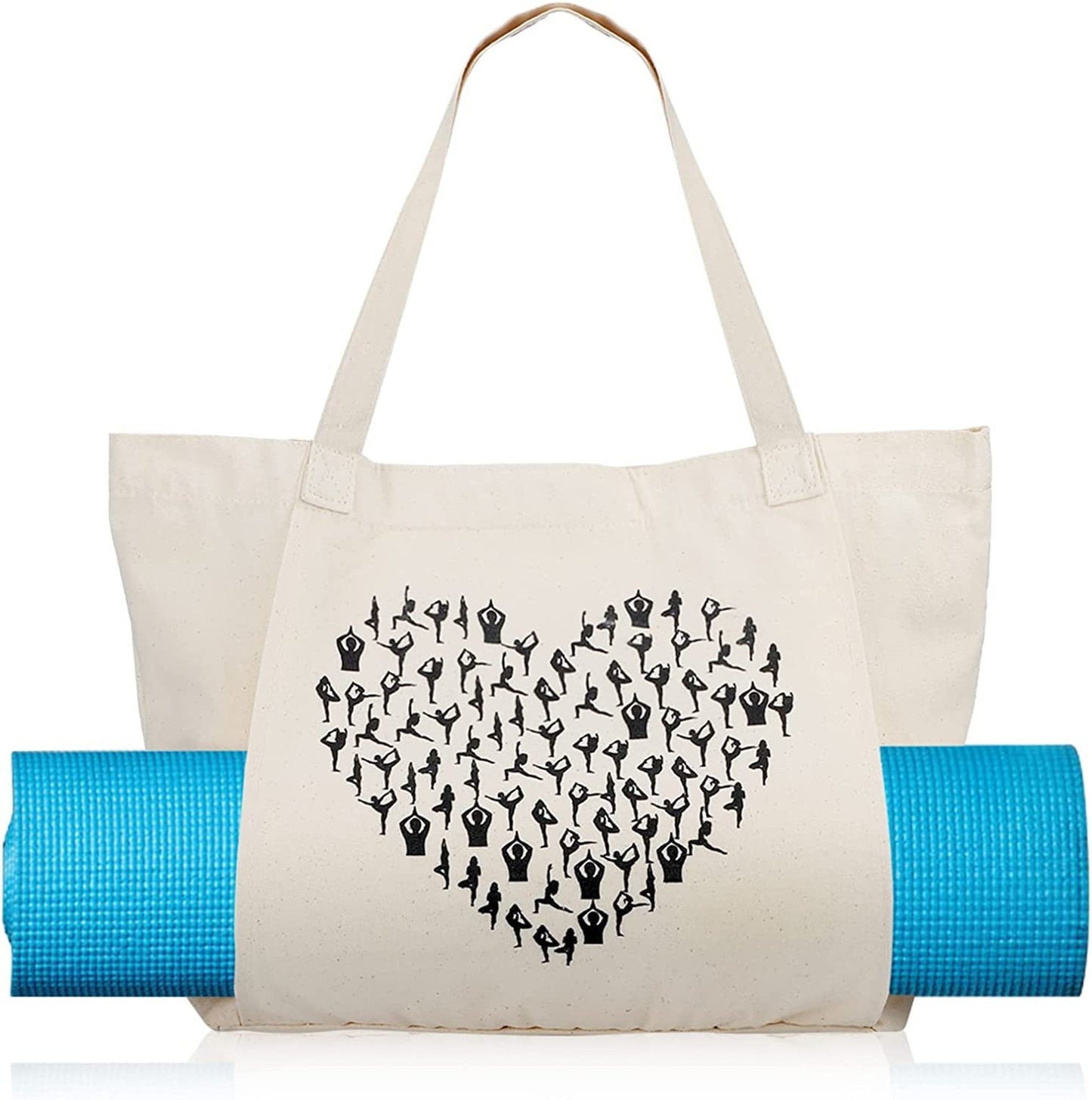 Saintrygo Yoga Mat Bag Canvas Tote with Yoga Mat Carrier Shoulder Bag Yoga Tote Carrier Shoulder Bag Carryall Tote for Office, Yoga, Pilates, Travel, Beach and Gym