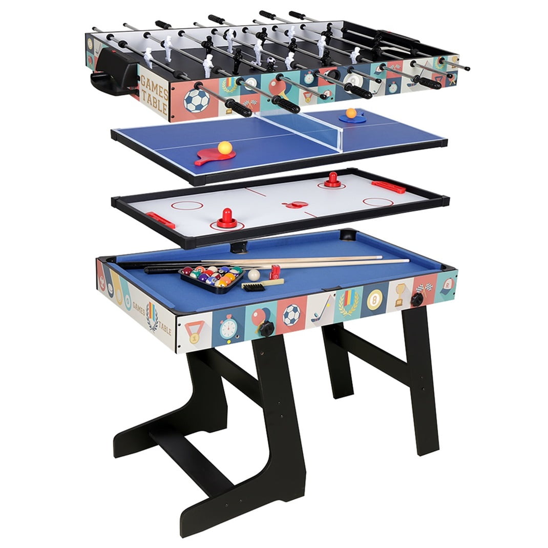 4FT 4-in-1 Multi Combo Game Table- Hockey Table, Foosball Table, Pool Table, Table Tennis Table