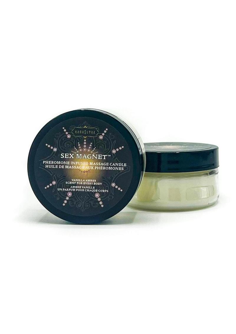 Kama Sutra Sex Magnet Pheromone Infused Massage Candle- Vanilla Amber - 1.7 oz.
