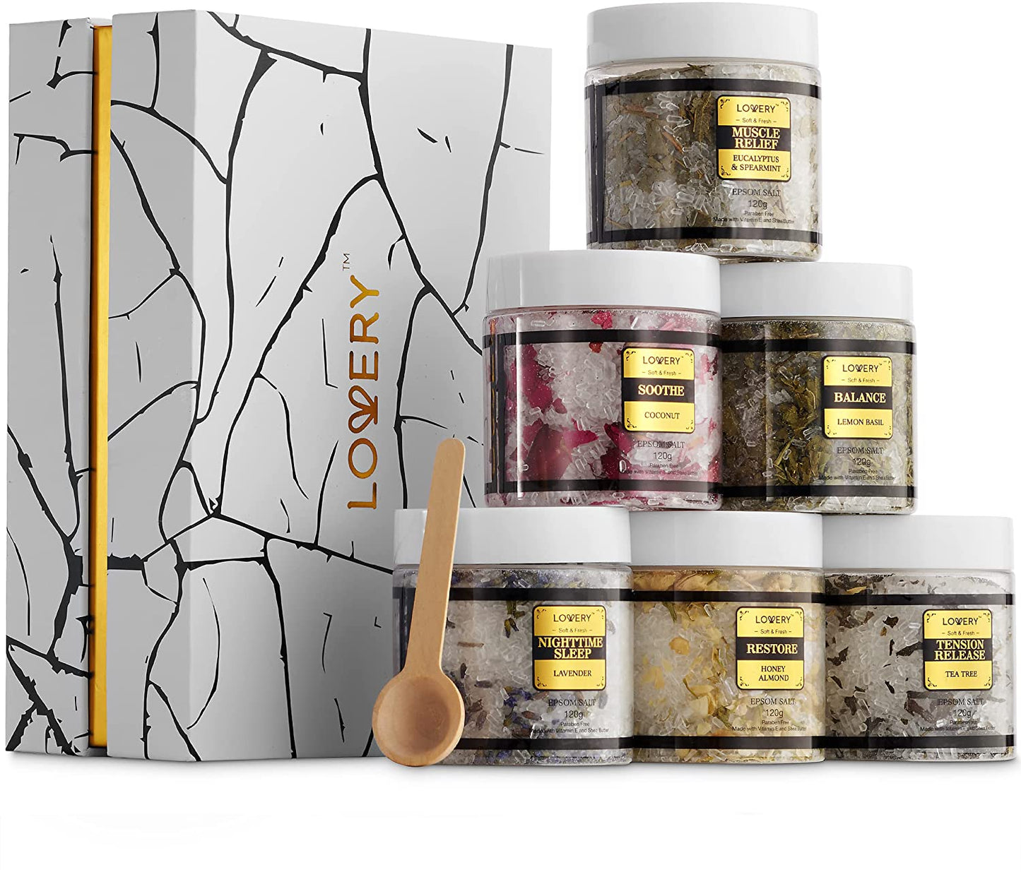 Luxe Epsom Bath Salts Gift Set - 8Pc Relaxing Spa Salts with Essential Oils