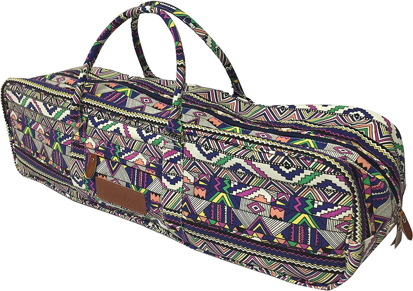 All-In-One Yoga Mat Bag with Pocket and Zipper - Patterned Canvas