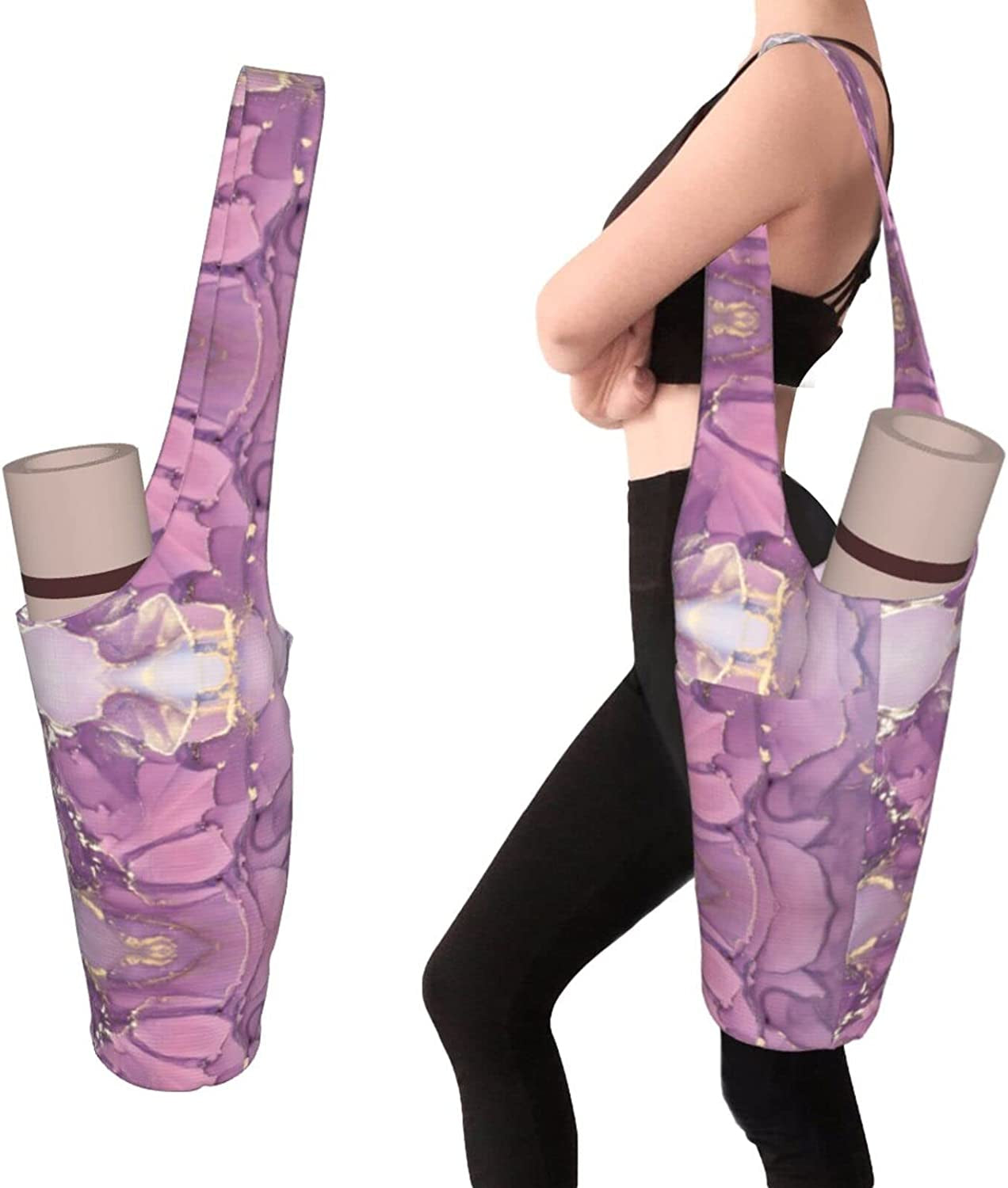 Jrotqux Paisley Floral Yoga Mat Bag with Large Side Pockets , Yoga Bags and Carriers for Thick Mats, Fit Most Size Mats Yoga, Yoga Bags and Carriers for Women