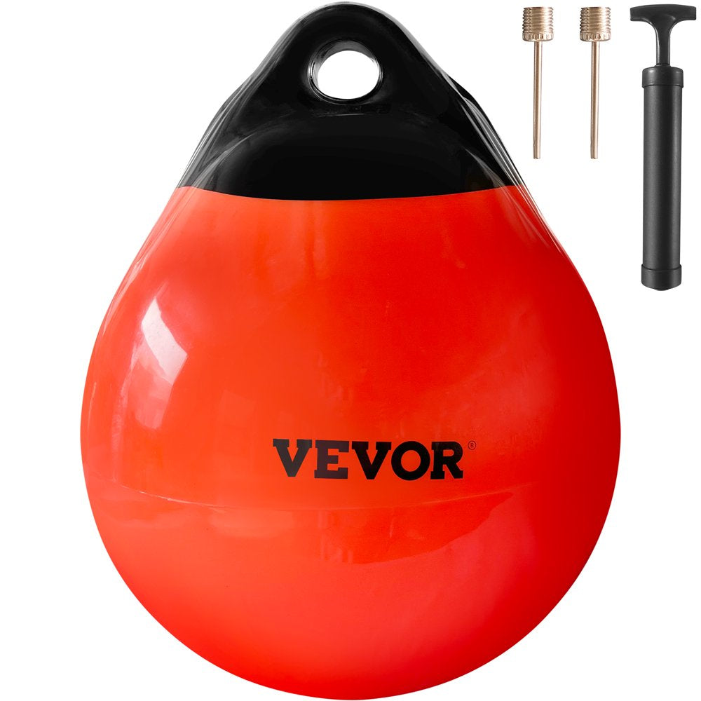 VEVOR Boat Buoy Balls, 15In Diameter Inflatable Heavy-Duty Marine-Grade Vinyl Marker Buoys, round Boat Mooring Buoys, Anchoring, Rafting, Marking, Fishing, Orange