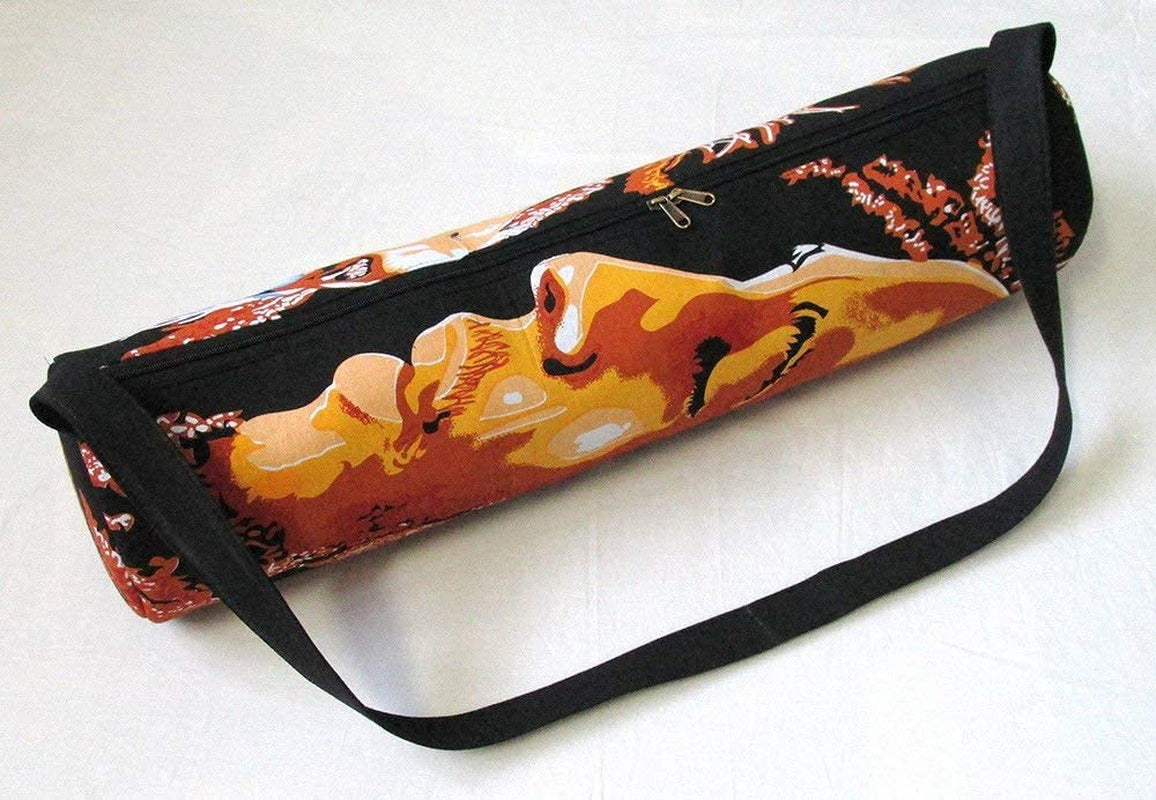 GANESHAM - Indian Tapestry Handmade Ethnic Bohemian Gym Exercise Sports Cotton Unisex Cross Body Boho Hobo Full Zip Yoga Mat Carrier Bag with Adjustable Shoulder Strap