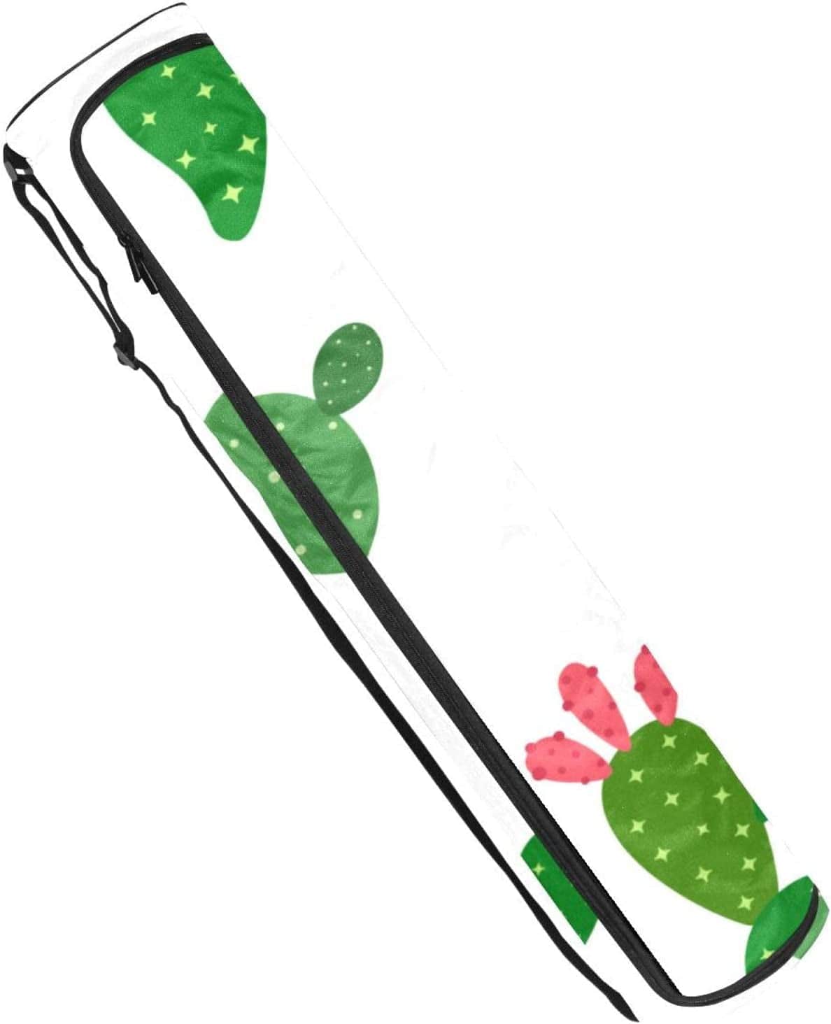 Cute Green Cactus White Background Yoga Mat Carrier Bag with Shoulder Strap Yoga Mat Bag Gym Bag Beach Bag