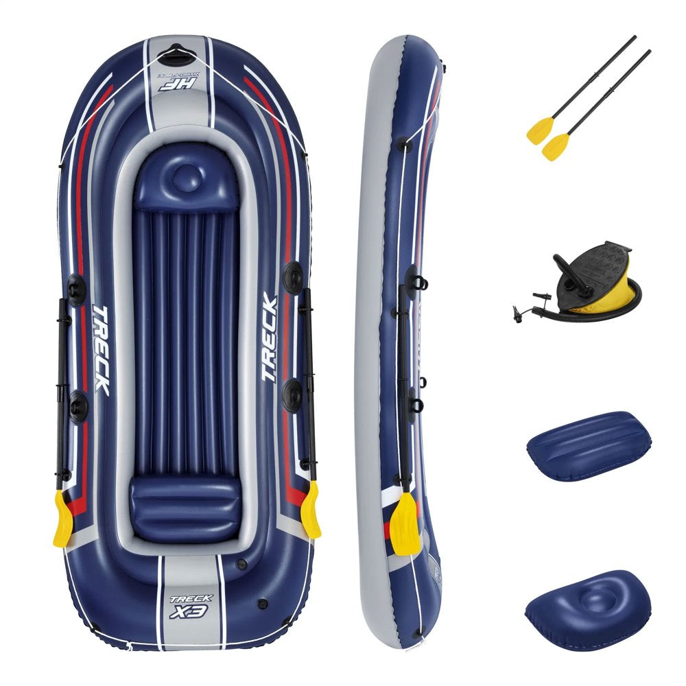 Bestway Hydro-Force Treck X3 Inflatable 3 Person Water Raft Boat Set