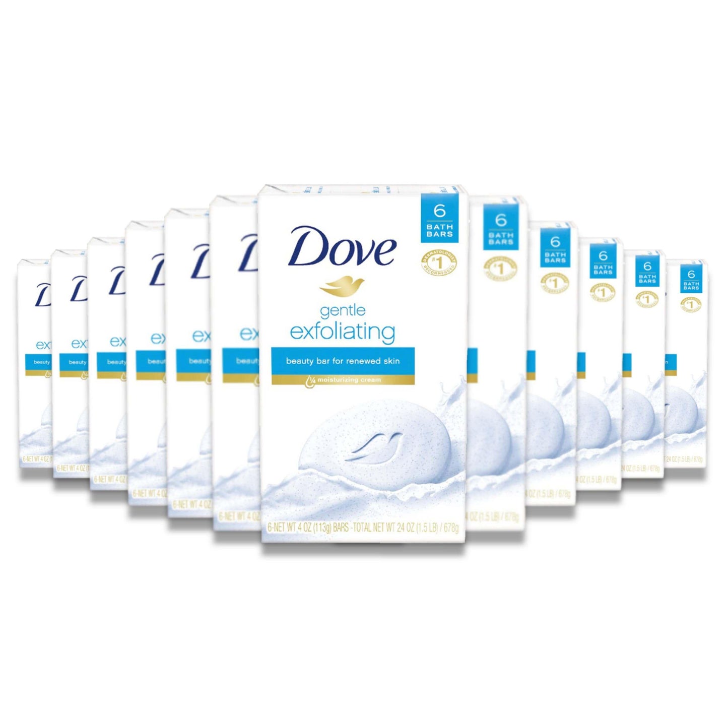Dove Beauty Bar, Gentle Exfoliating W/ Mild Cleanser 6 Pack Ea 3.75 oz - 12 Pack (72ct)