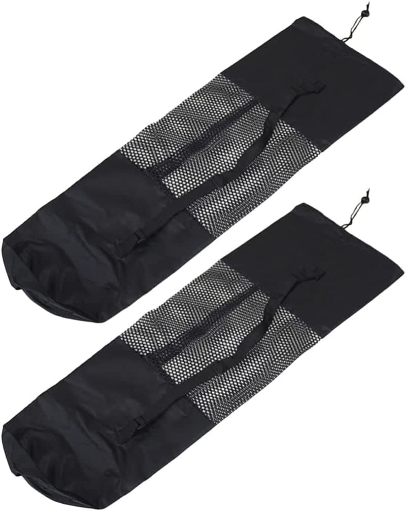 Obuyke 2Pcs Portable Yoga Mat Storage Pouch Breathable Window Pocket Yoga Mat Storage Bag for Sports Lover Kids Black