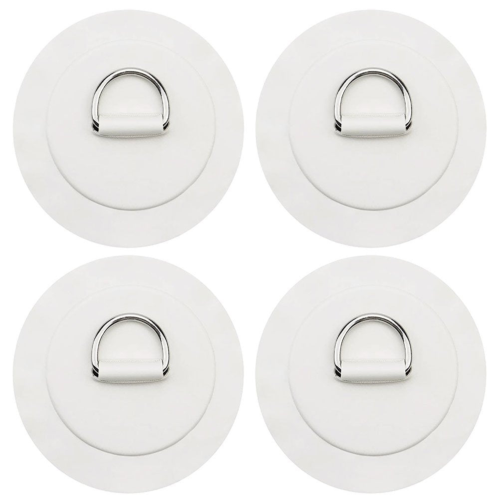 Toorise 4Pcs Kayak D Ring Stainless Steel D-Ring Pad Patch Stand up Paddle Board Patch D Ring Patch Lashing Ring for PVC Inflatable Boat Raft Dinghy Kayak Surfboard SUP Paddleboard Accessories (White/