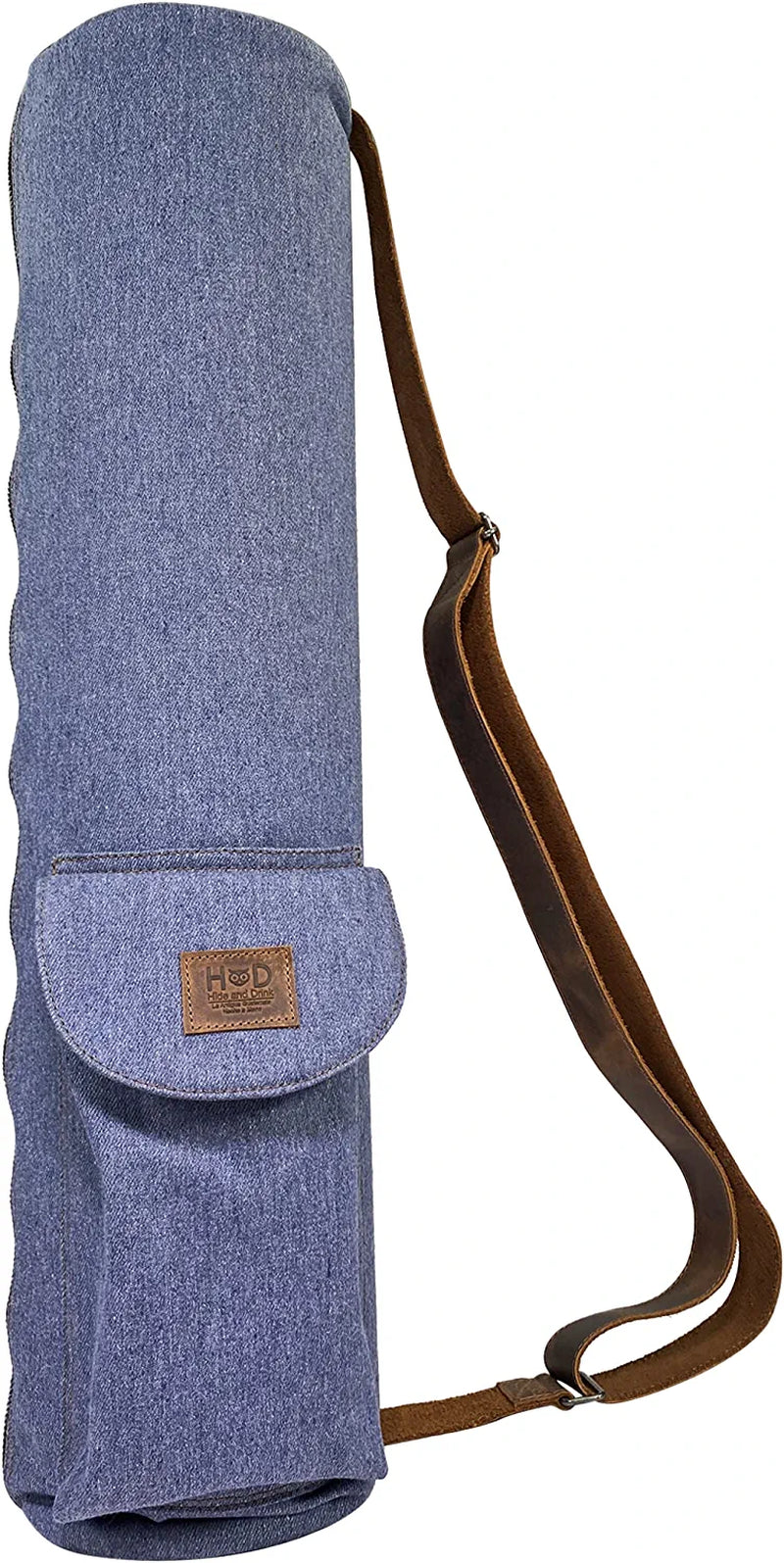 Hide & Drink, Yoga Mat Bag with Adjustable Strap Handmade from Repurposed Denim (Mat Not Included) - Exercise Mat Carrier with Extra Pocket, Wellness & Workout Accessories - Ipanema