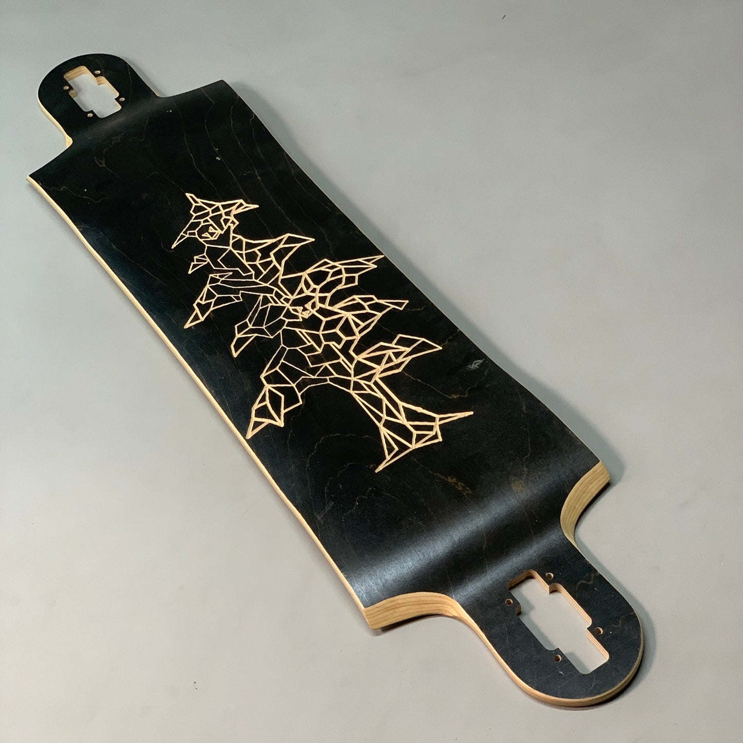 LANDYACHTZ Drop Through Carved Black Tree Longboard Deck 40"x9.5" (New Other)