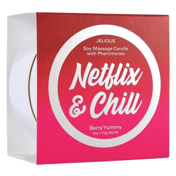Massage Candle W- Pheromones Netflix & Chill Berry Yummy 4oz Intimates Adult Boutique