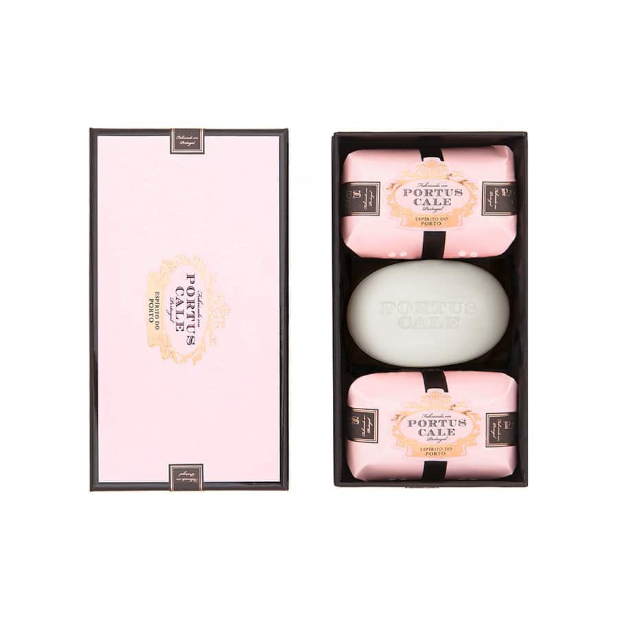 Portus Cale Rose Blush Bar Soaps Gift Set | Lotus Flower & Red Fruits