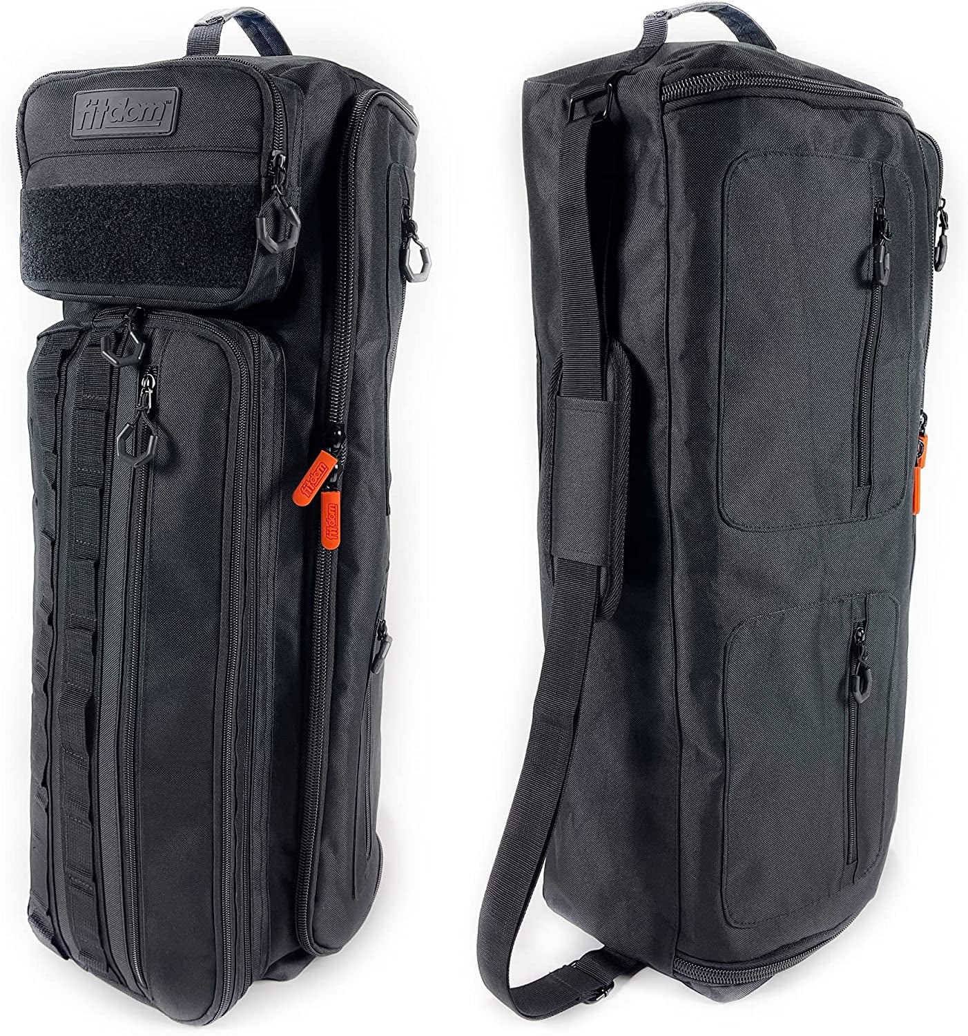 Fitdom Large Tactical Inspired Yoga Mat Carry Sling Bag with Multiple Pockets. Easy Access & Organizing Gym Gears. Fits Thick & Thin Mat Sizes. Expandable Compartment Can Store up to 2 Yoga Blocks.