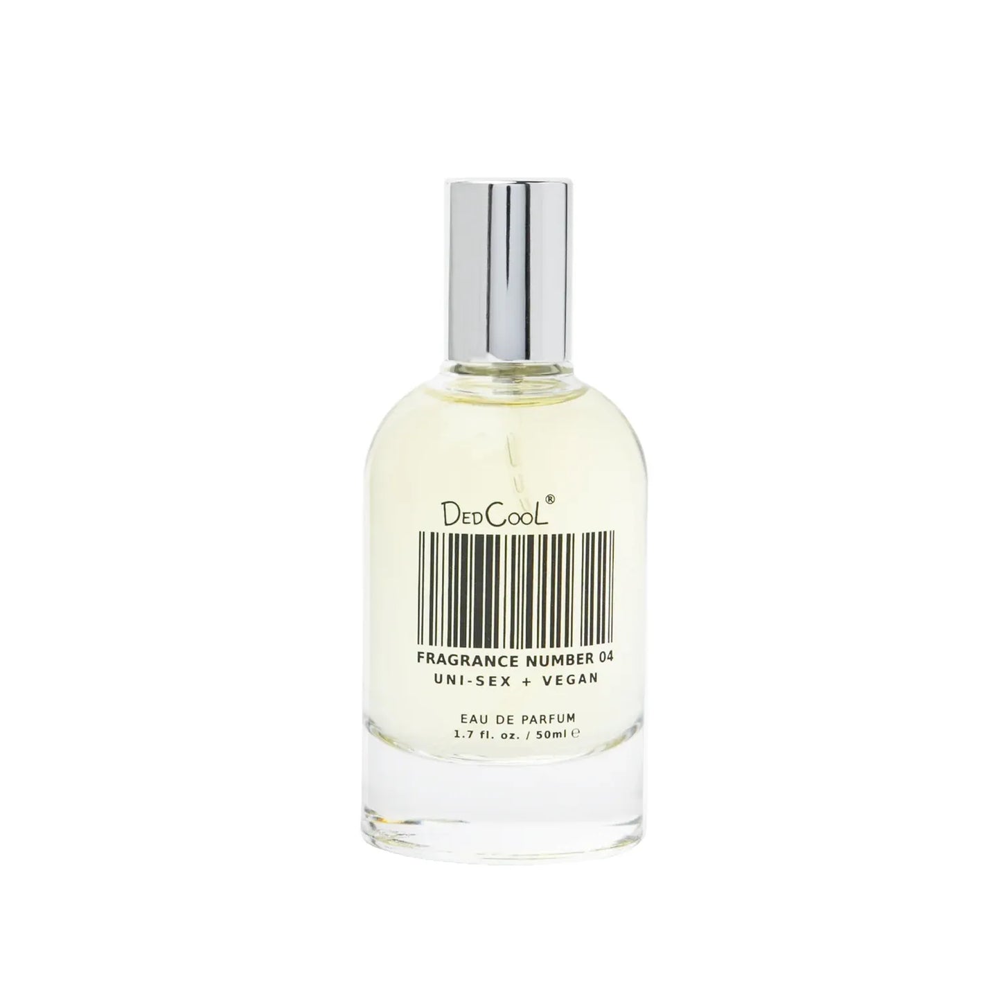 A bottle of dedcool fragrance number 04 eau de parfum against a white background.