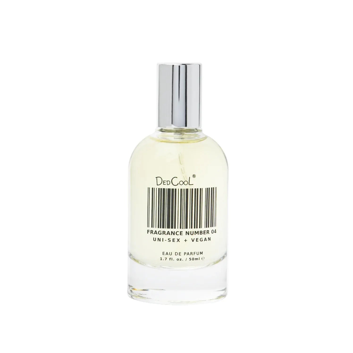 A bottle of dedcool fragrance number 04 eau de parfum against a white background.