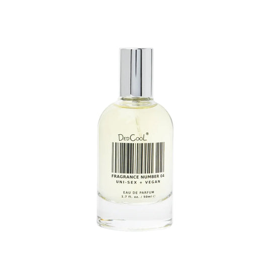 A bottle of dedcool fragrance number 04 eau de parfum against a white background.