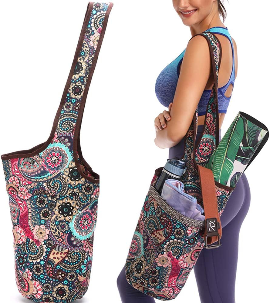 FODOKO Yoga Mat Bag with Large Size Pocket and Zipper Pocket, Fit Most Size Mats Yoga, Yoga Bags and Carriers for Women
