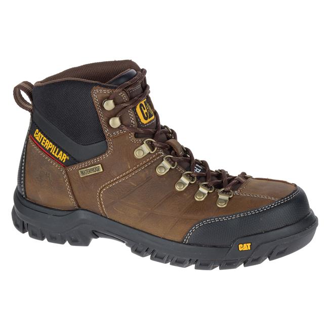 CAT P90935-8.5W Men's Threshold Waterproof Steel-Toe Work Boot, Brown, 8.5 Wide