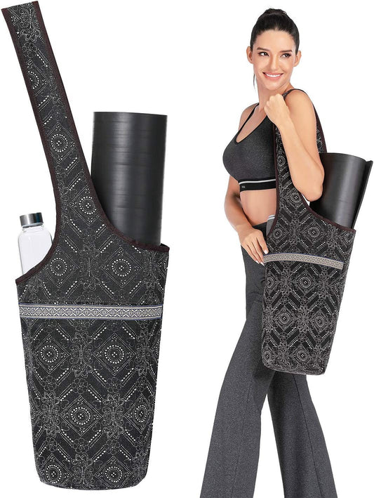 IUGA Yoga Mat Bag with Large Size Pocket & Inner Zipper Pocket, Yoga Carrier Bag Fit Most Yoga Mat Size