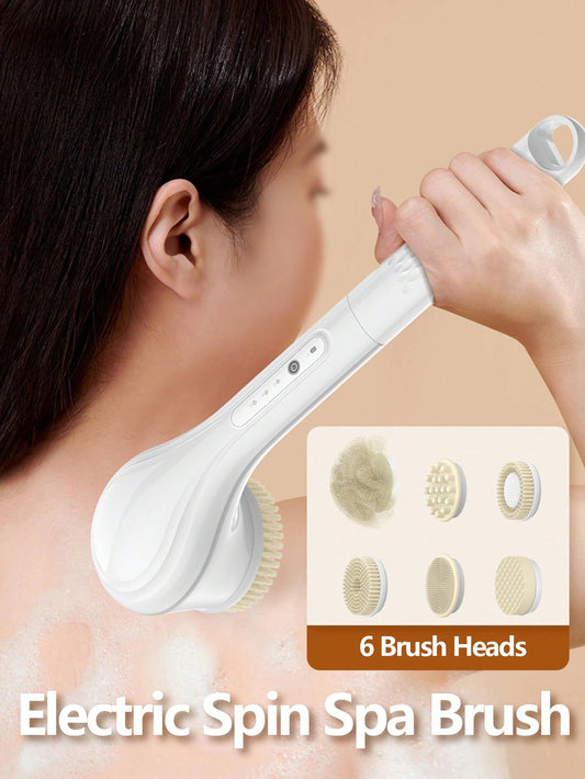 Electric Spin Spa Brush,Back Brush Long Handle For Shower Brush, Used For Body Cleaning Exfoliating Massage, Body