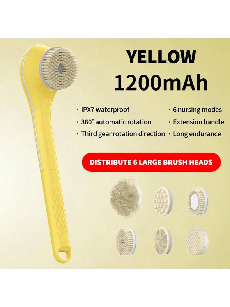 One Piece USB Powered Electric Cleaning Brush Shower Cleaning Brush With 5 Replacement Brush Heads Spin Scrubber Tile Floor Cleaning Tool For Bathroom Kitchen Car