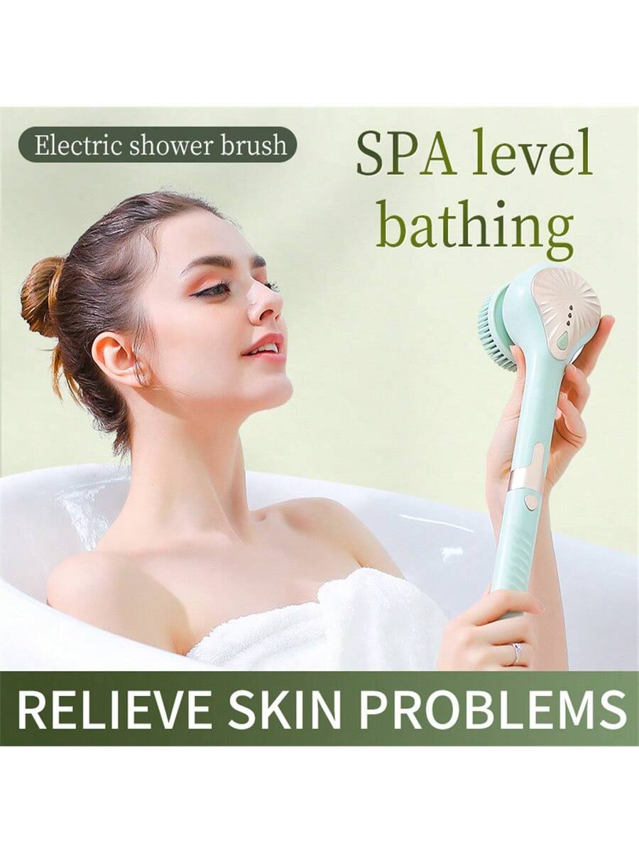 1pc Rechargeable Multi-Functional Electric Massage Shower Brush, 3 Speeds, 6 Replaceable Brush Heads