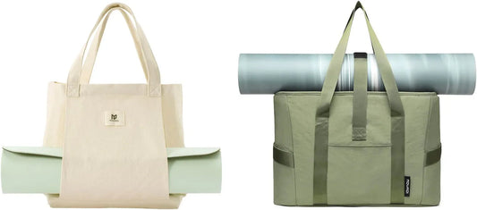 Moyaqi Versatile Canvas Nylon Tote Bag with Yoga Mat Holder for Yoga, Gym, Work Travel