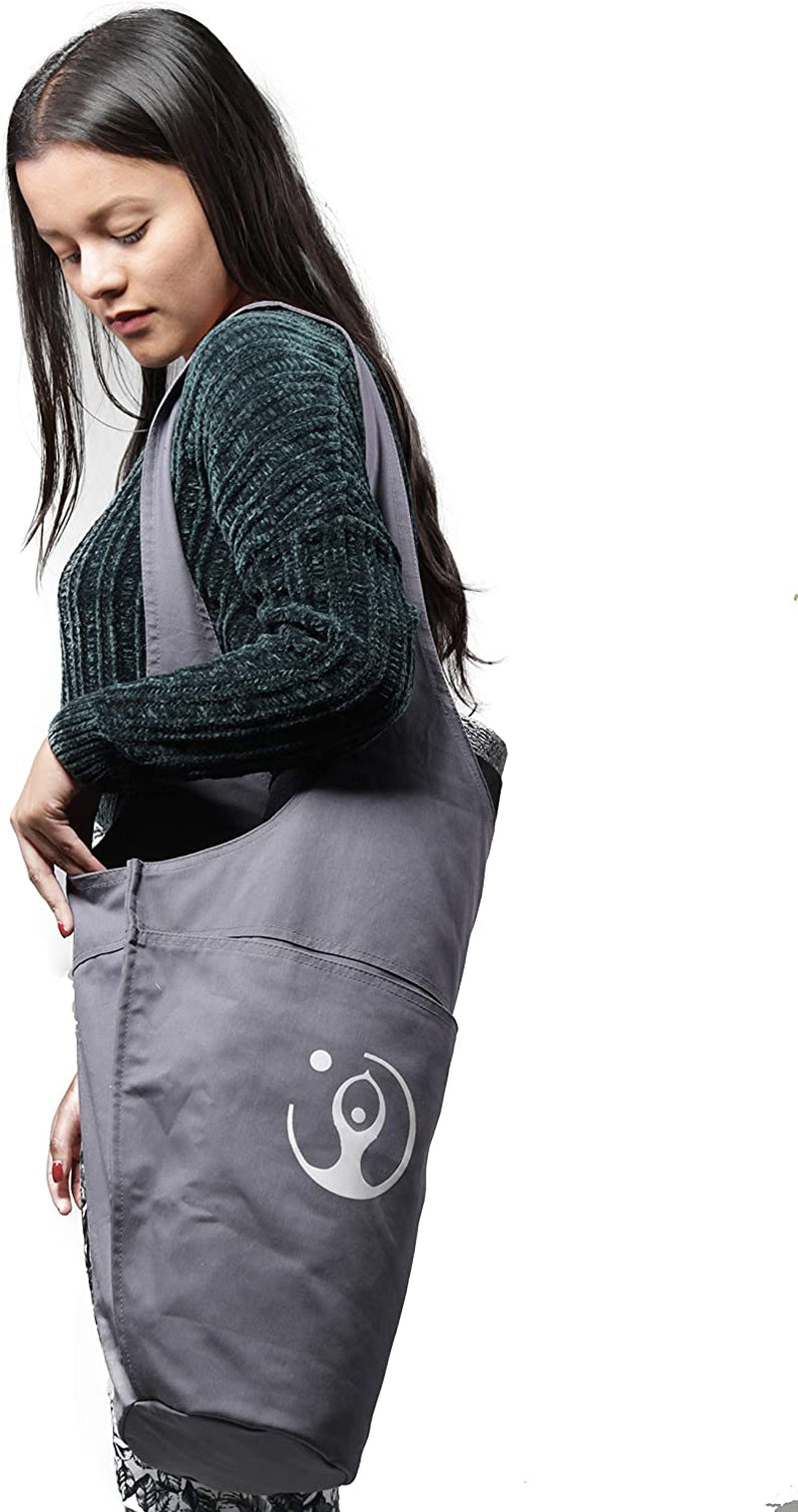 Dejavu Factory Large Yoga Mat Bag/Yoga Mat Bag Tote Sling Carrier with Zipper Pocket/Yoga Mat Bag with Long Strap/Fits All Most Sizes Mats/Yoga Mat Bag Carrier/Yoga Mat Bag Sling