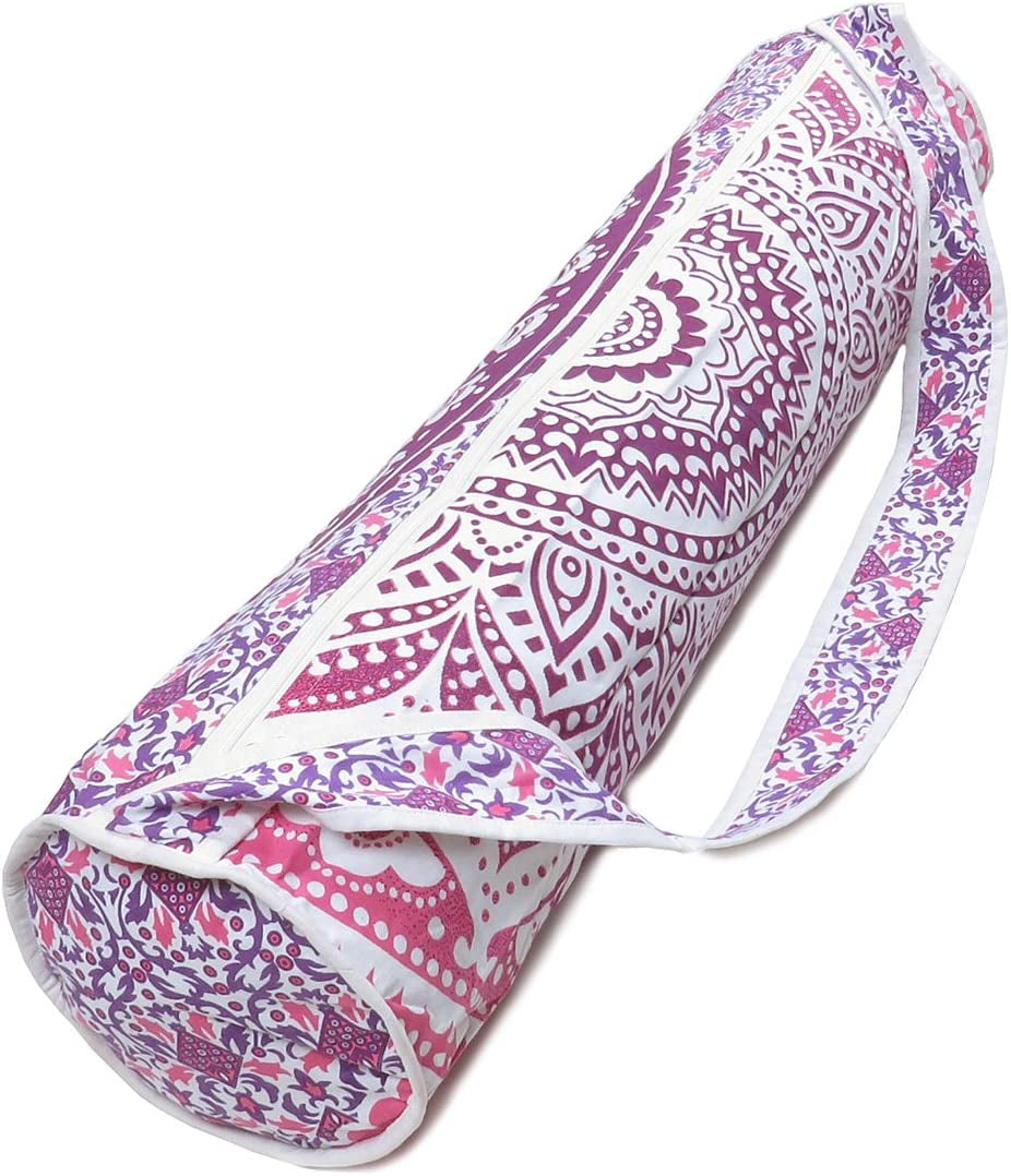 Pop Shop India Handmade Mandala Cotton Yoga Mat Bag with Shoulder Strap Yoga Bags and Carriers