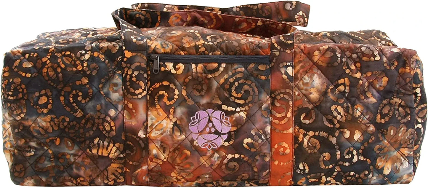 Hugger Mugger Quilted Yoga Mat Bag Black - Fits Most Yoga Mats with Extra Room for Props, 100% Durable Cotton, Double Handles, inside and outside Zipper Pockets