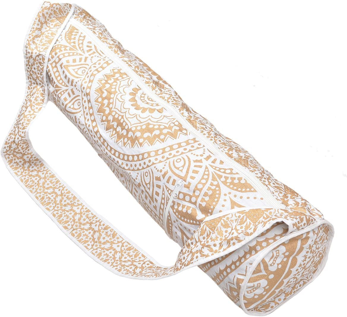 Pop Shop India Handmade Mandala Cotton Yoga Mat Bag with Shoulder Strap Yoga Bags and Carriers