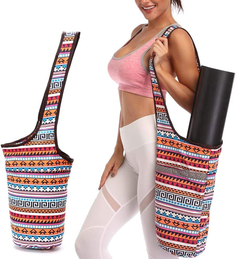 FODOKO Yoga Mat Bag with Large Size Pocket and Zipper Pocket, Fit Most Size Mats Yoga, Yoga Bags and Carriers for Women