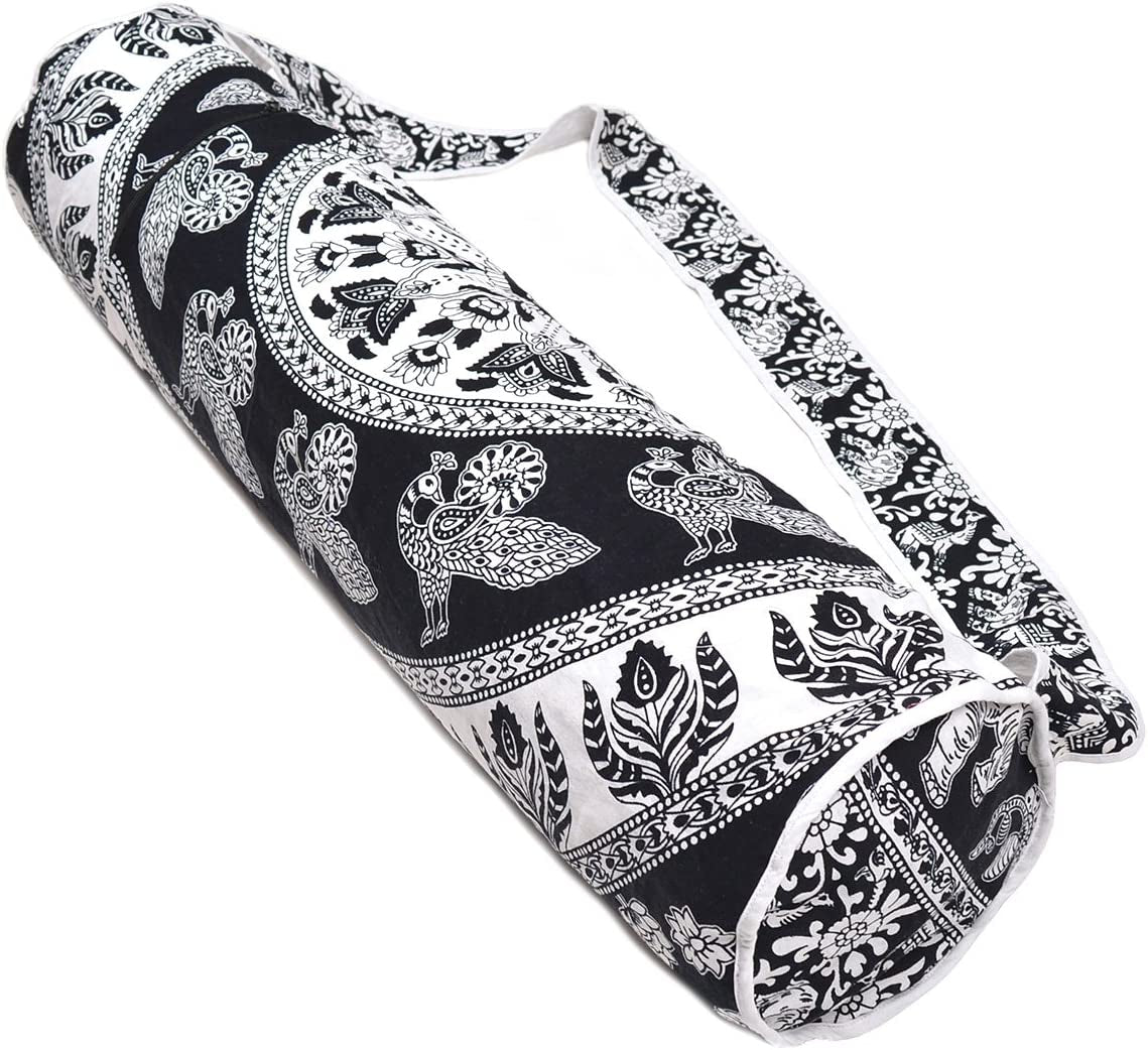 Pop Shop India Handmade Mandala Cotton Yoga Mat Bag with Shoulder Strap Yoga Bags and Carriers