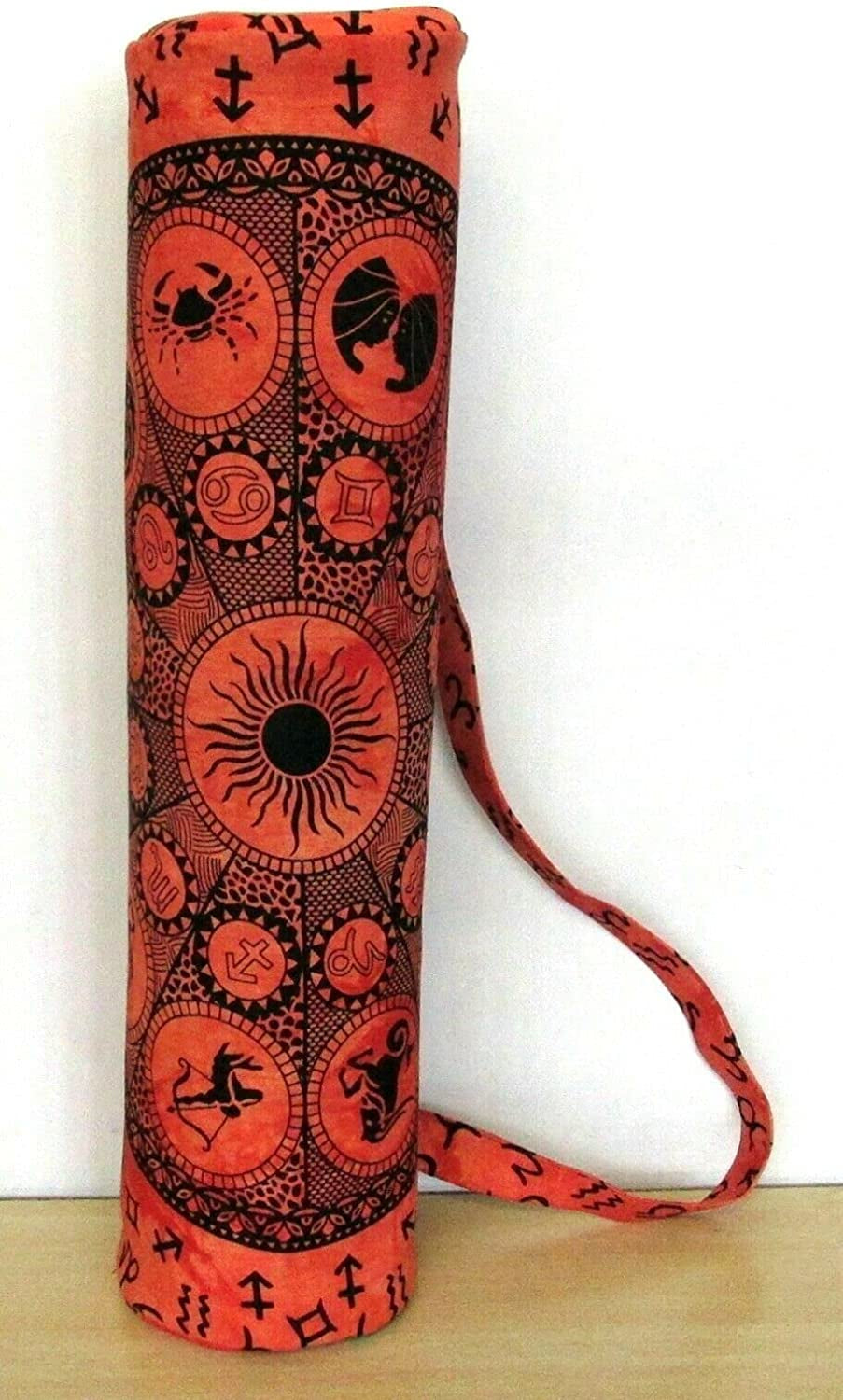 Handmade Mandala Zodiac Yoga Mat Carrier Bag with Shoulder Shrap Cotton