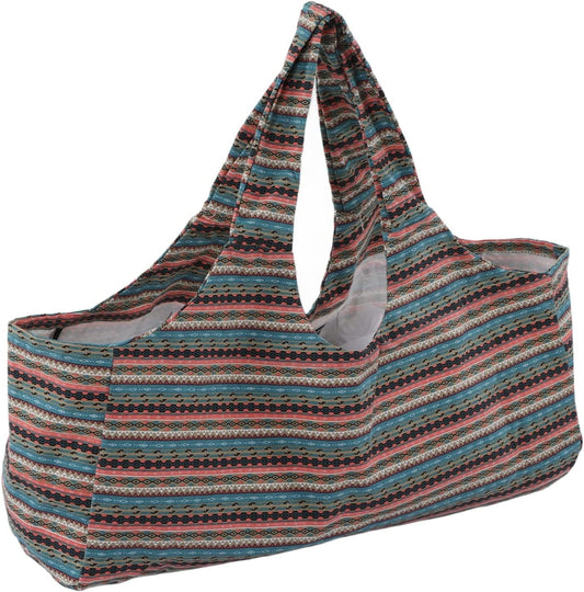Astibym Fitness Yoga Bag, Long Shoulder Straps Canvas Wide Size Yoga Mat Bag for Traveling(Warm Color)