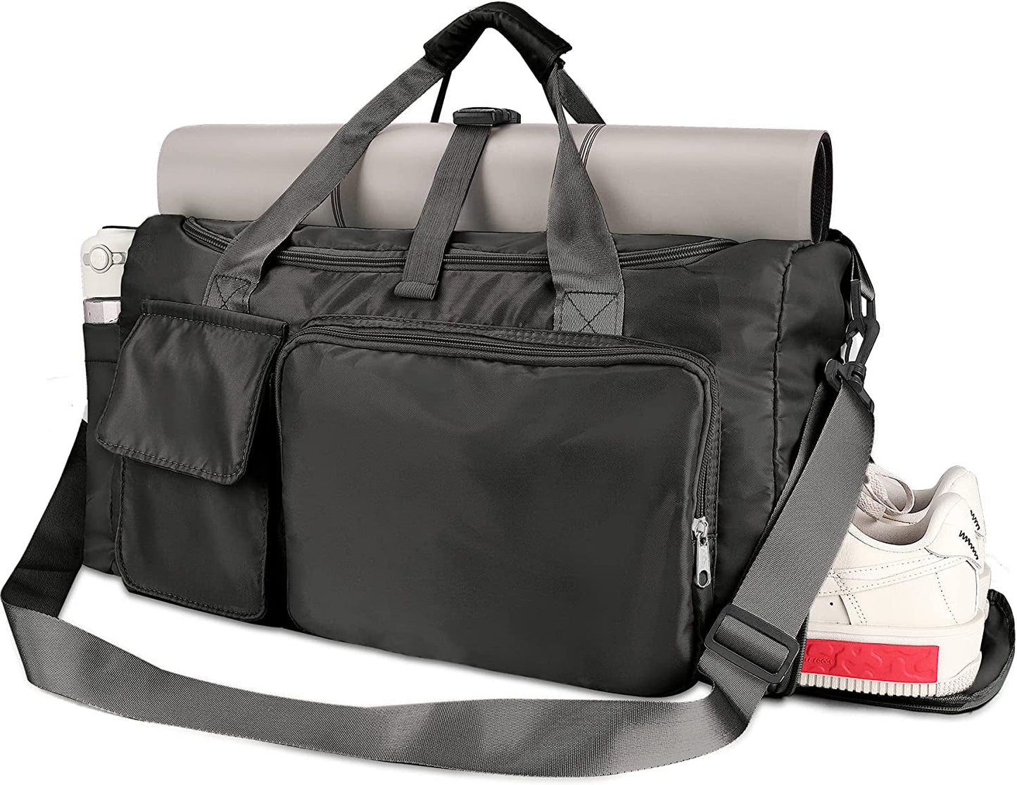FULLSOFT Sports Gym Bag with Wet Pocket & Shoes Compartment and Yoga Mat Holder, Travel Duffel Bag for Men and Women Lightweight