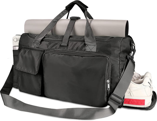 FULLSOFT Sports Gym Bag with Wet Pocket & Shoes Compartment and Yoga Mat Holder, Travel Duffel Bag for Men and Women Lightweight