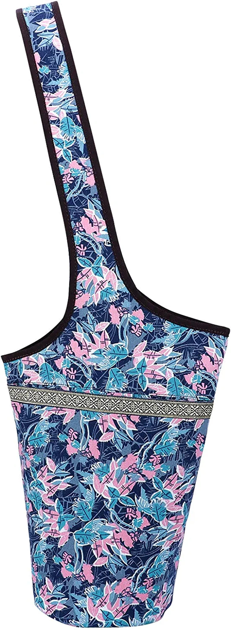 HUA ANGEL Yoga Mat Bag - Canvas Large Sling Pilates Bag, Floral Long Yoga Tote Carriers for Women, Fits Most Size Mats
