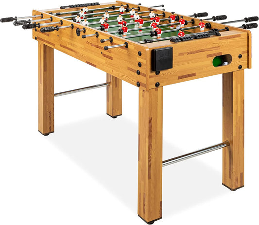 56in Competition Sized Foosball Table, Arcade Table Soccer for Home, Game Room, Arcade w/ 2 Balls, 2 Cup Holders - Light Bown