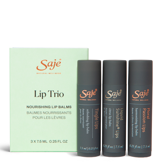 Saje Lip Trio Set Pucker Up Soothing Smoothing Balms Citrus 0.2 fl.oz ea NEW