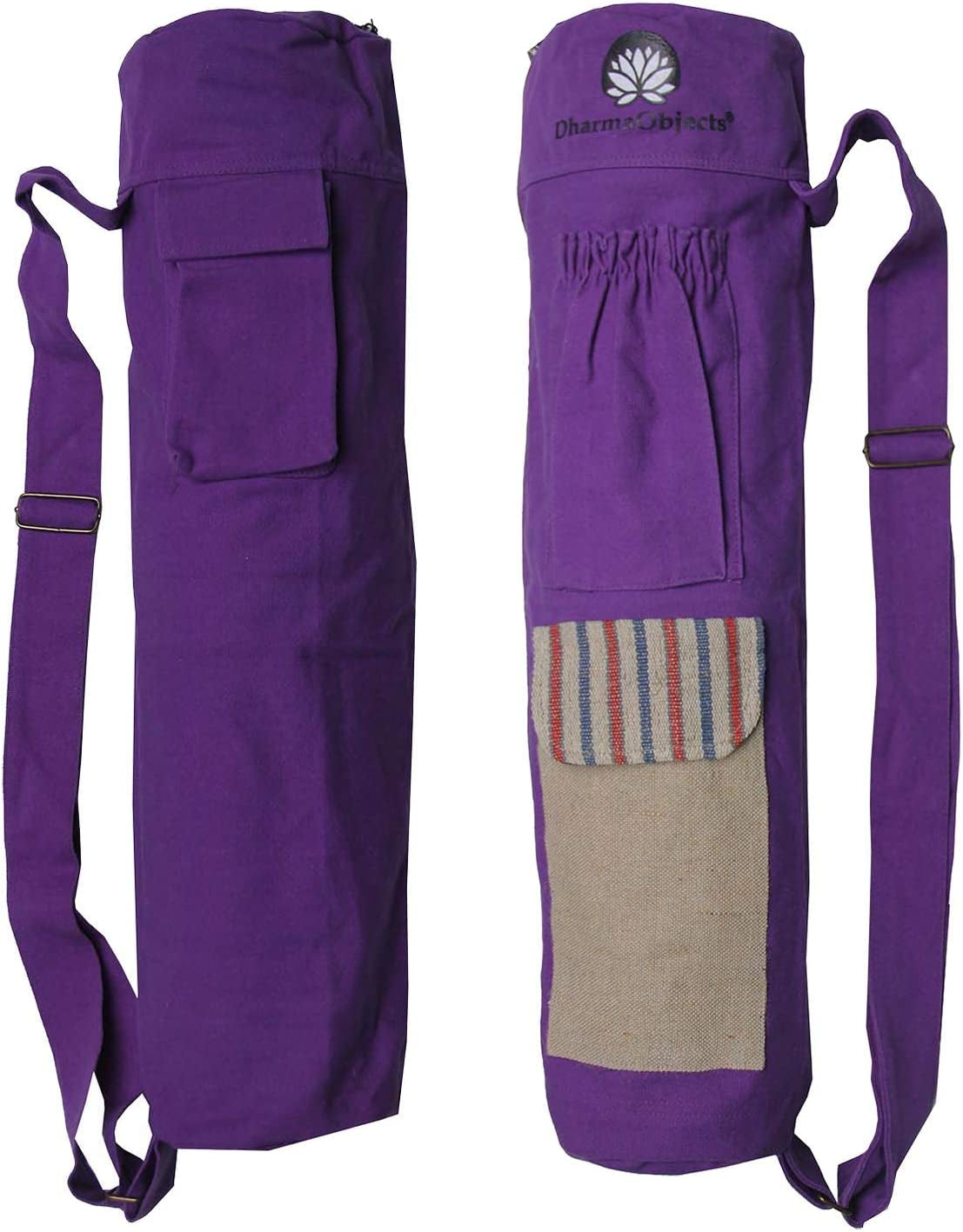 Dharmaobjects Yoga Mat Bag Tote Carrier 100% Organic Cotton Hemp / Eco Friendly Multi-Functional Storage Pockets Fair Trade