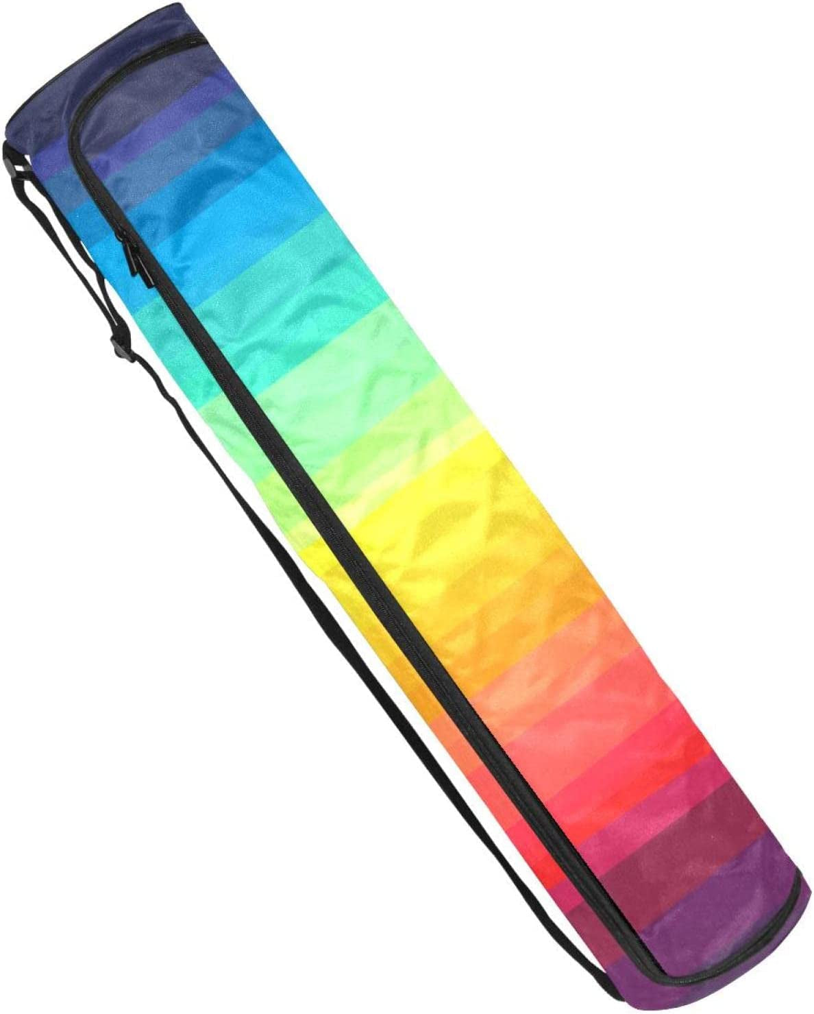 Exercise Yoga Mat Carry Bag Tote Carrier with Shoulder Strap Colorful Rainbow Stripes Yoga Mat Bag